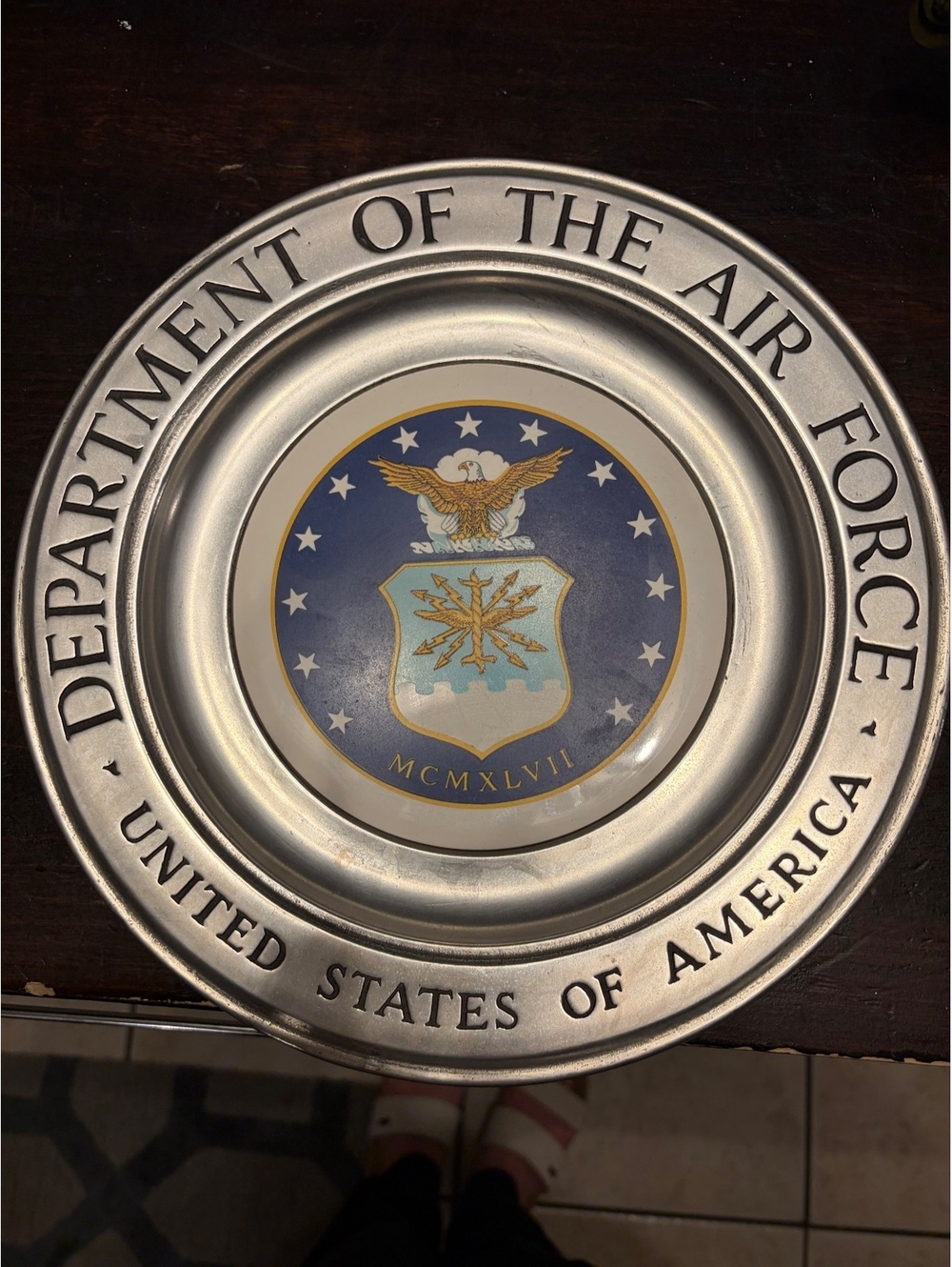 Vintage U.S. Air Force Wilton Columbia PA Commemorative Plate – 1947 Seal